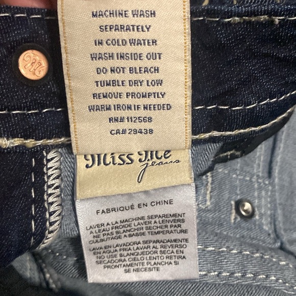 MISS ME SKINNY DARK WASH JEANS SADDLE STITCH POCKET RED,WHITE AND BLUE SZ 27 - Picture 11 of 14